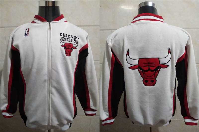 Chicago Bulls White Full Zip All Stitched Jacket,We sell and wholesale Chicago Bulls White Full Zip All Stitched Jacket on line form chian!